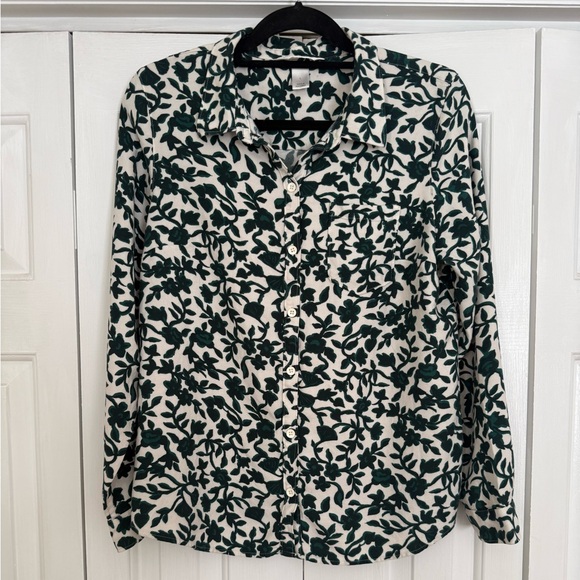 Christopher & Banks Tops - Christopher & Banks Women’s Long Sleeve Button Down Ivy Print Shirt Size Large